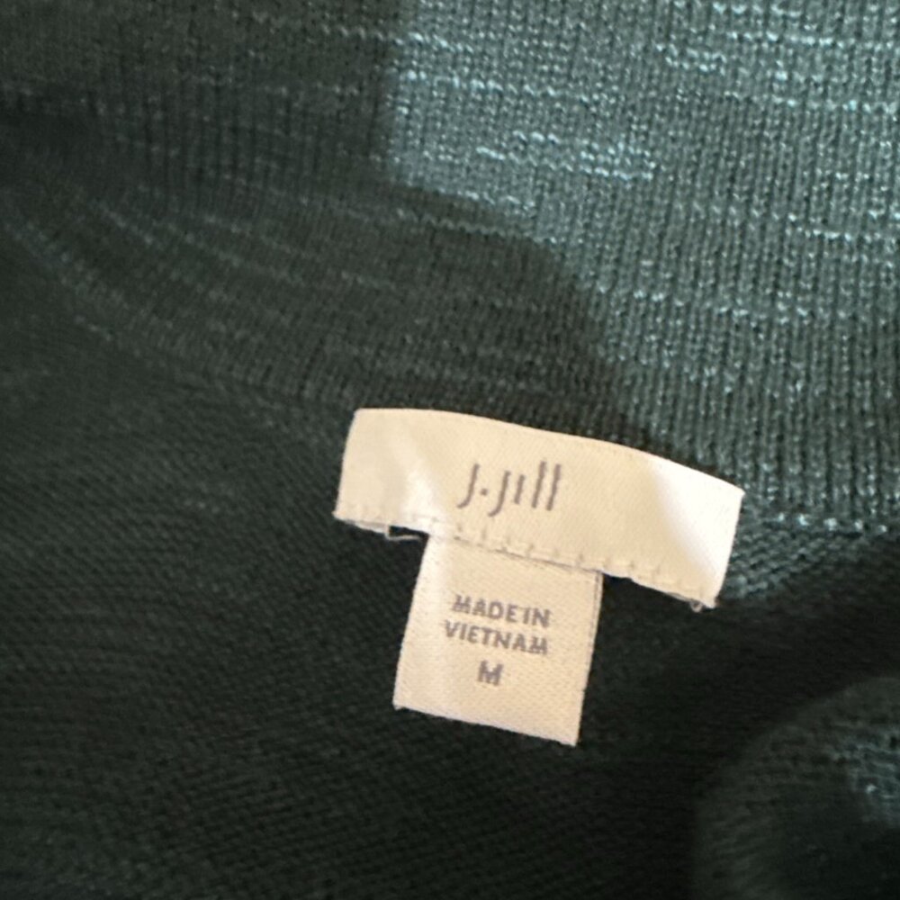 J Jill Sweater Womens M Green Knit Cardigan One Front Button Cotton Blend - Picture 9 of 11